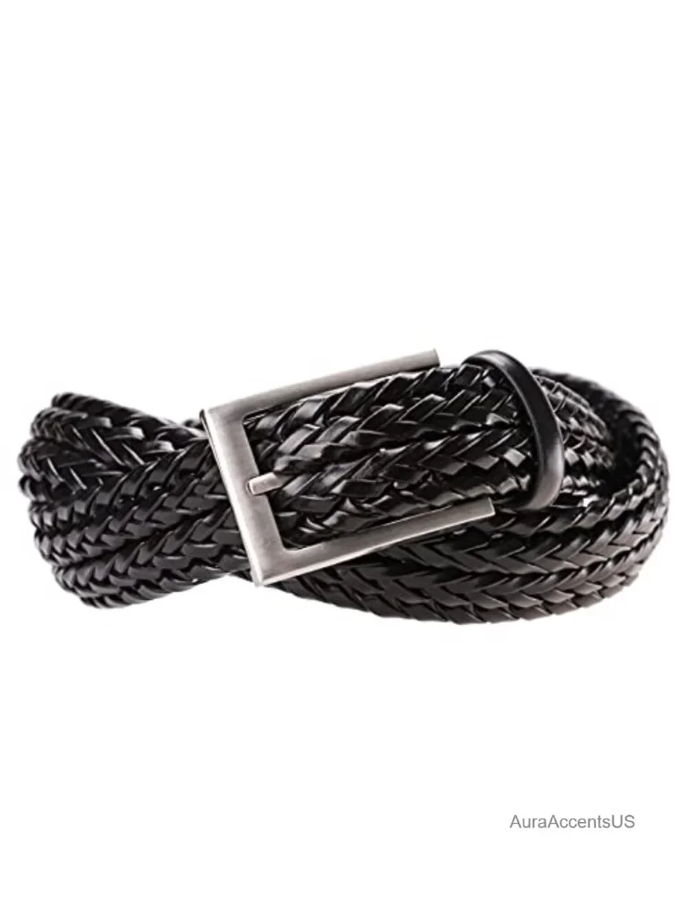 Men's Braided Leather Belt Hand-Woven Casual Dress Belt